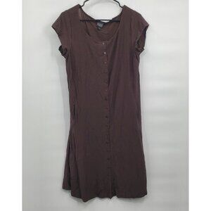 Eileen Fisher Full Button Up Midi Dress Women Size Medium Short Sleeve